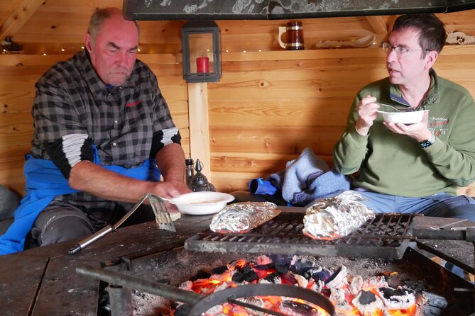 Fishing from shore - The Norwegian fire-food payoff: lunch by the shore, in a grill cabin, or at home