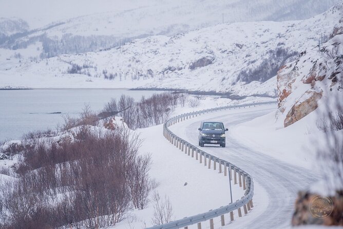 Small Group Arctic Fjords Road trip with Scenic Picnic - Kvaløya: arctic beaches, fjords, frozen lakes, and big mountain shapes