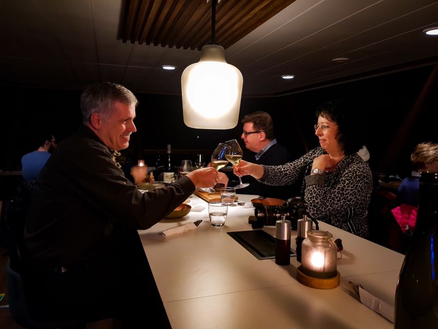 Tromsø: Aurora Dinner Cruise by Hybrid-Electric Catamaran - How the evening schedule works: tasting, secret stop dinner, then dessert